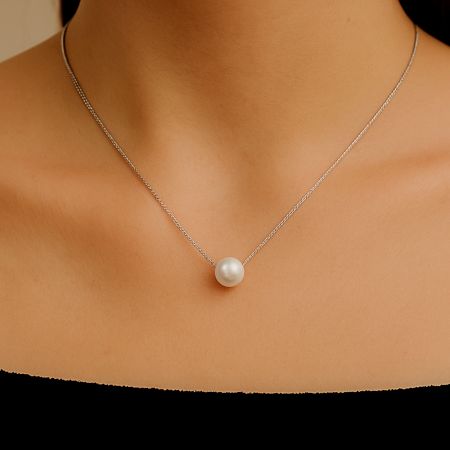 Handcrafted Minimal 925 Sterling Silver Chain with Pearl Pendant